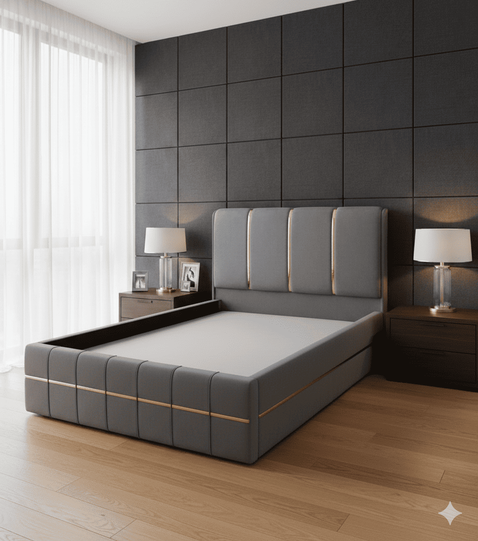 Cama Casal Classic Grey Gold (Apenas a Estrutura)