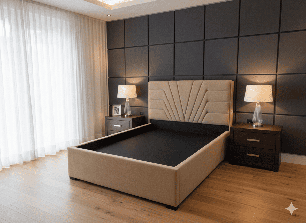 Cama Casal Camel Velvet (Apenas a Estrutura)